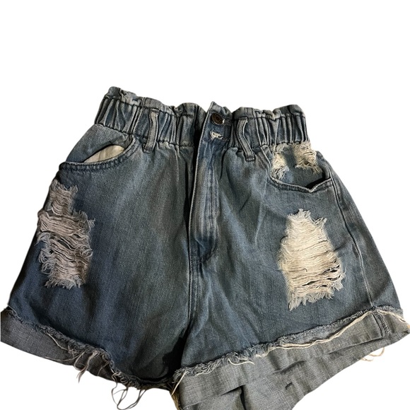 Show Me Your MuMu Distressed Blue Jean Shorts - Picture 1 of 5